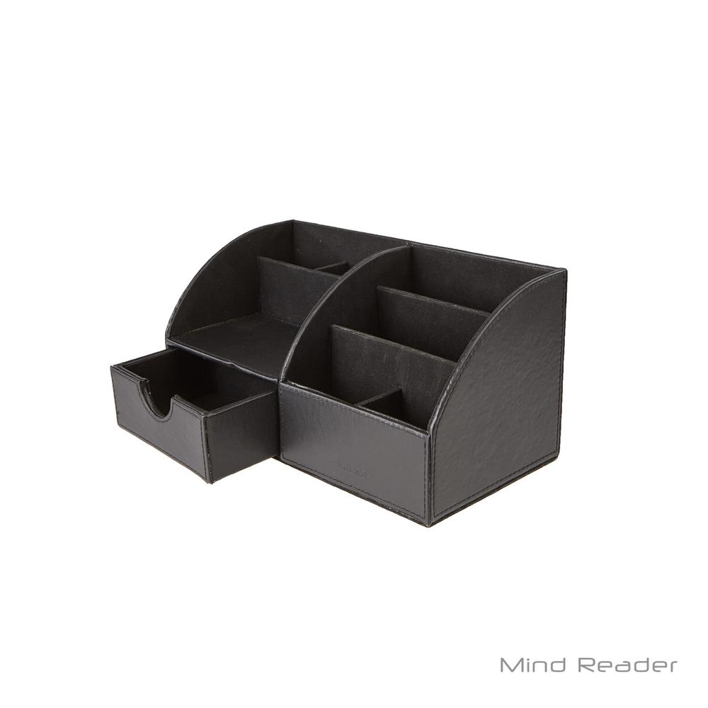 Mind Reader Faux Leather Curved Desk Organizer Black Curvorg Blk Mind Reader Faux Leather Curved Desk Organizer Black