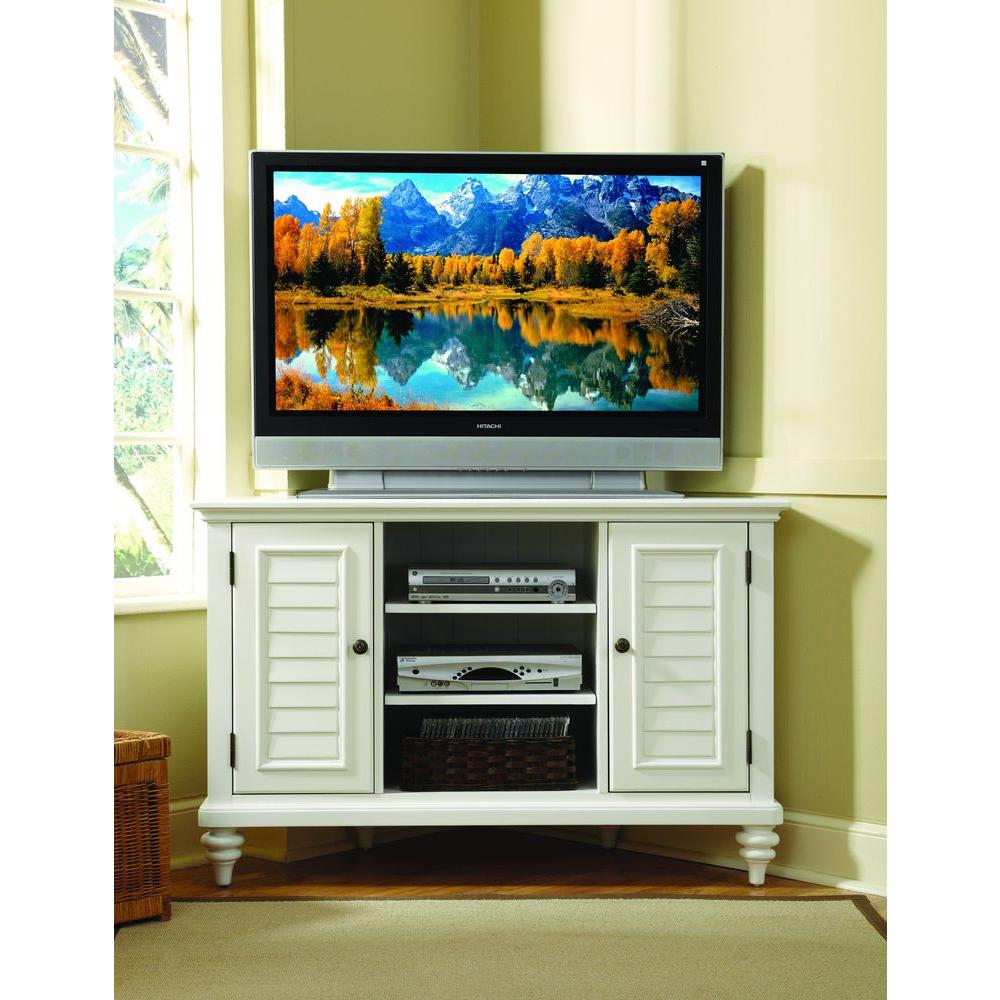 Homestyles Bermuda Brushed White Storage Entertainment Center 5543