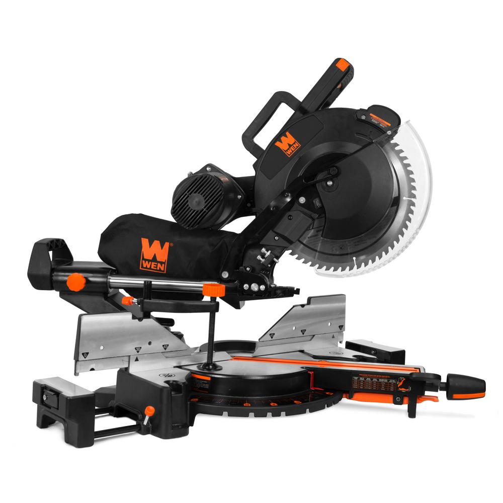 WEN 15 Amp 12 in. Dual Bevel Sliding Compound Miter Saw with Laser ...