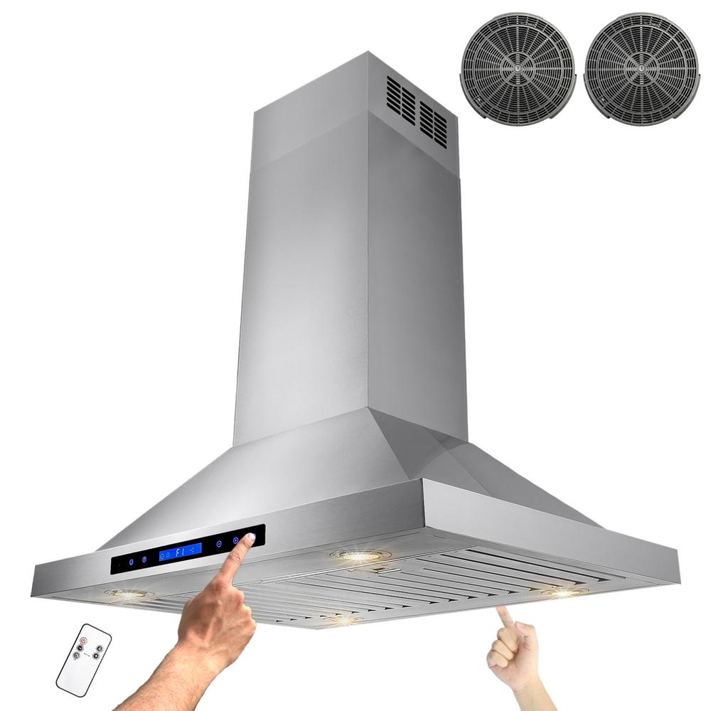 Island Range Hoods The Home Depot Convertible Kitchen Island Mount Range Hood In Stainless Steel