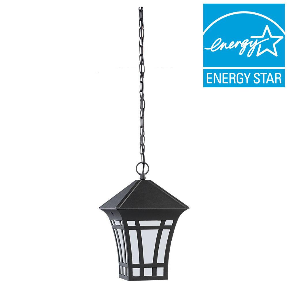 Sea Gull Lighting Herrington 1Light Outdoor Black Ceiling Mount