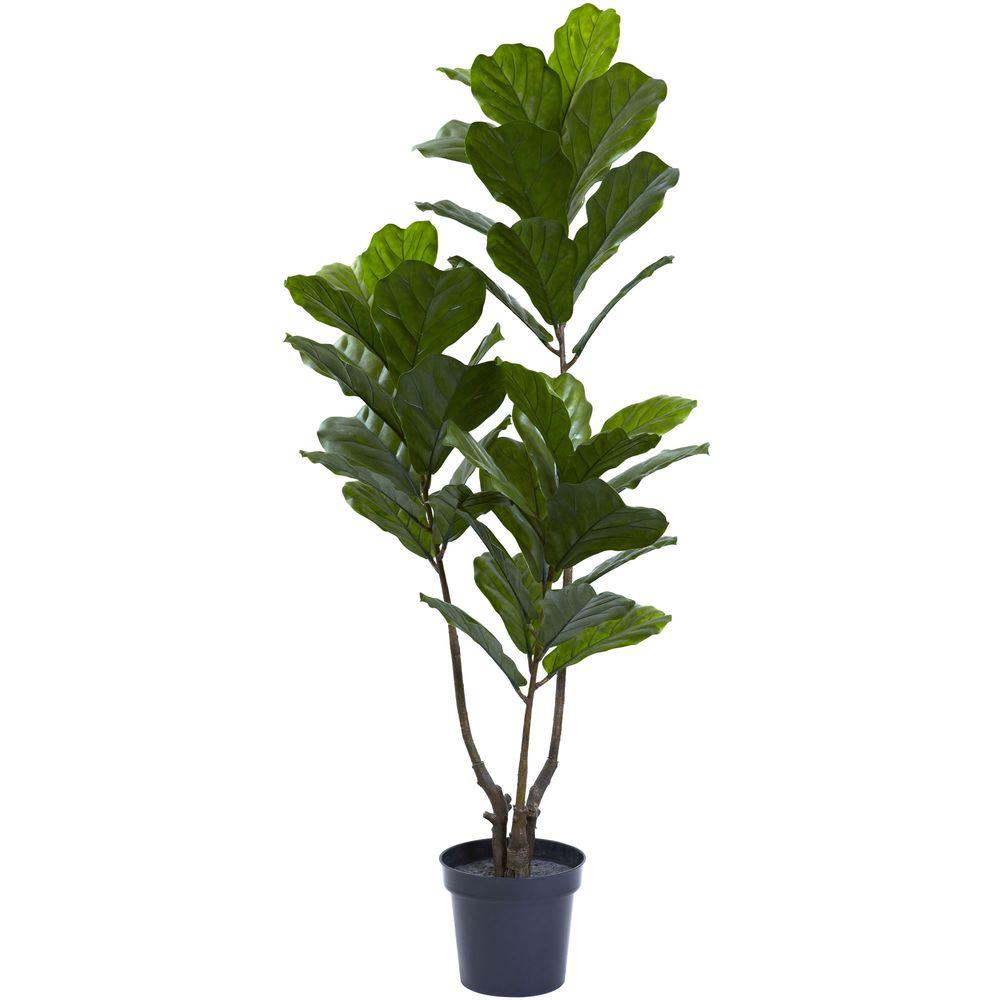 Nearly Natural 6 Ft Fiddle Leaf Fig Tree 5346 The Home Depot Uv Resistant Indoor Outdoor Fiddle Leaf Tree