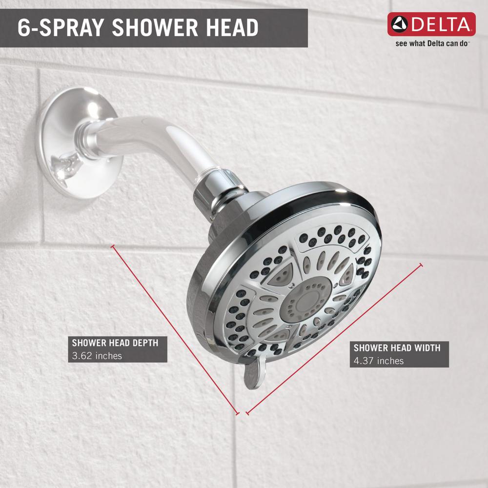 Delta 6Spray 4.4 in. Single Wall Mount Fixed Shower Head in Chrome