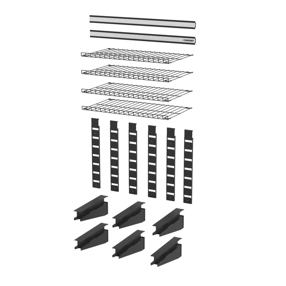 Husky Shelf Value Track Storage System Pack in Black (18Piece