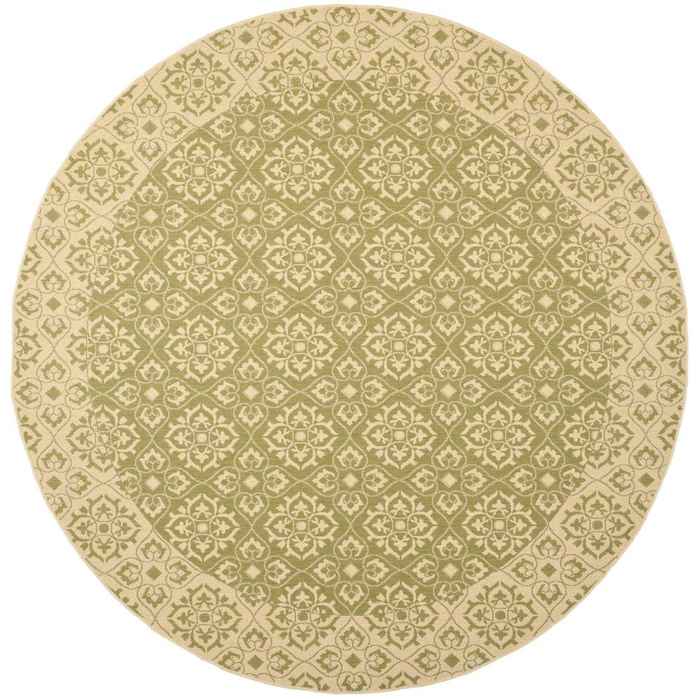 Safavieh Courtyard Green/Cream 8 ft. x 8 ft. Indoor/Outdoor Round Area