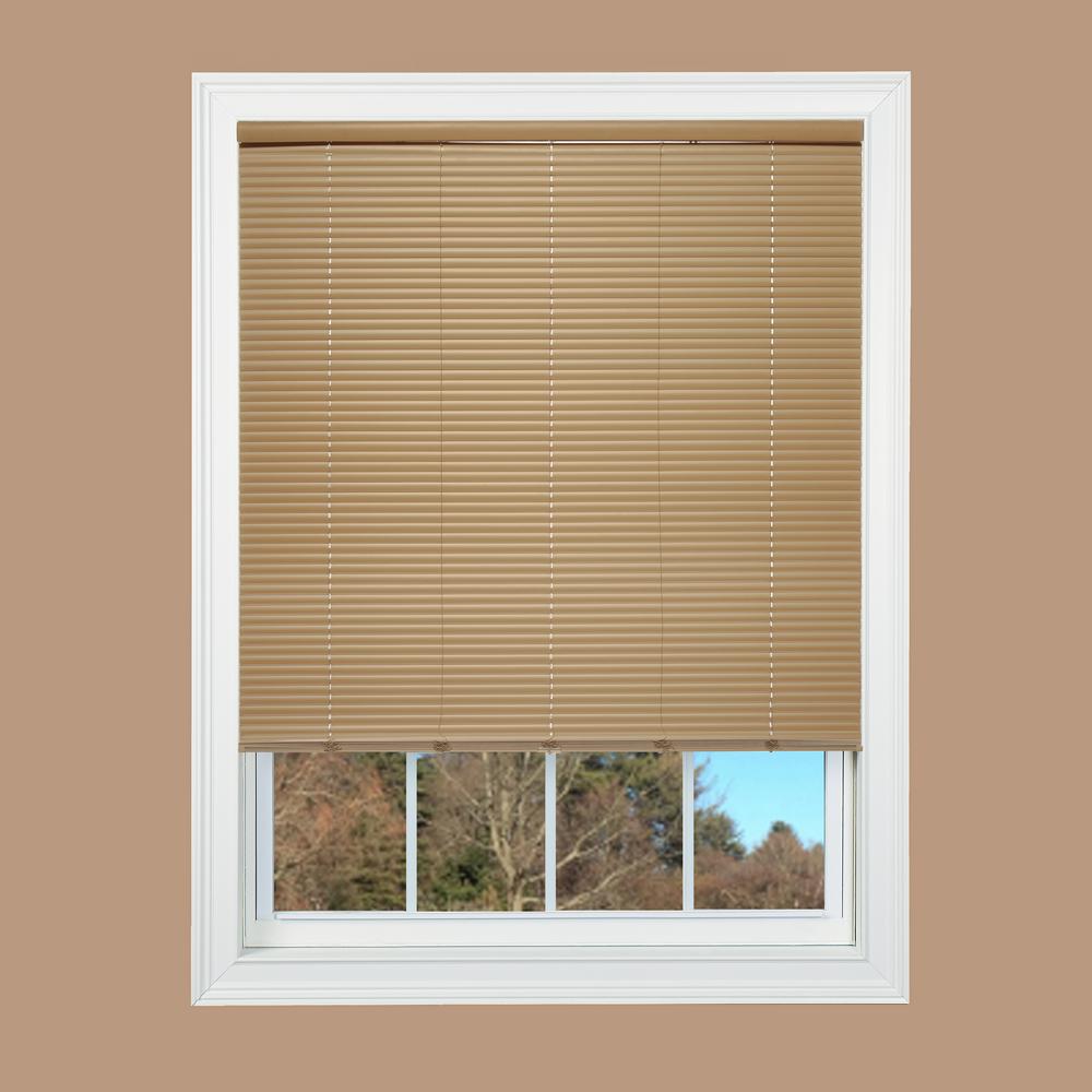 CuttoWidth Taupe Cordless 1 in. Duplex Vinyl Mini Blind 60 in. W x