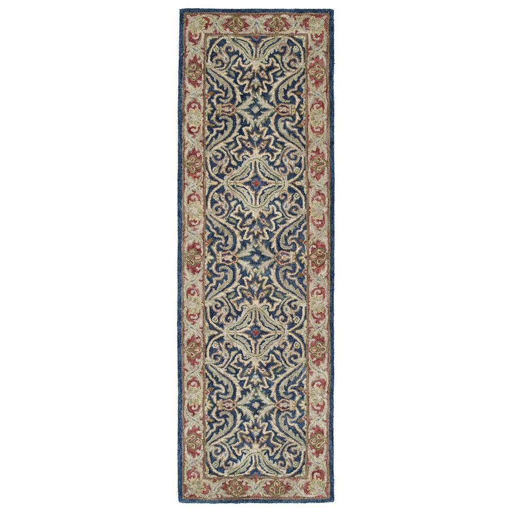 Kaleen Solomon Tyre Blue 2 ft. 6 in. x 8 ft. Rug Runner-4050-17 2.6 X 8 ...