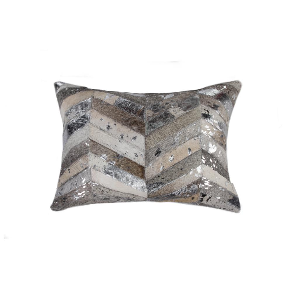 Natural Torino Chevron Cowhide Gray Silver Animal Print 12 In X