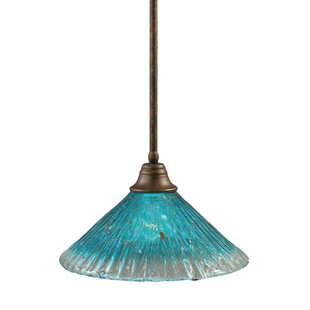 Filament Design Concord 1 Light Bronze Pendant With Teal Crystal Filament Design Concord 1 Light Bronze Pendant With Teal Crystal Gl