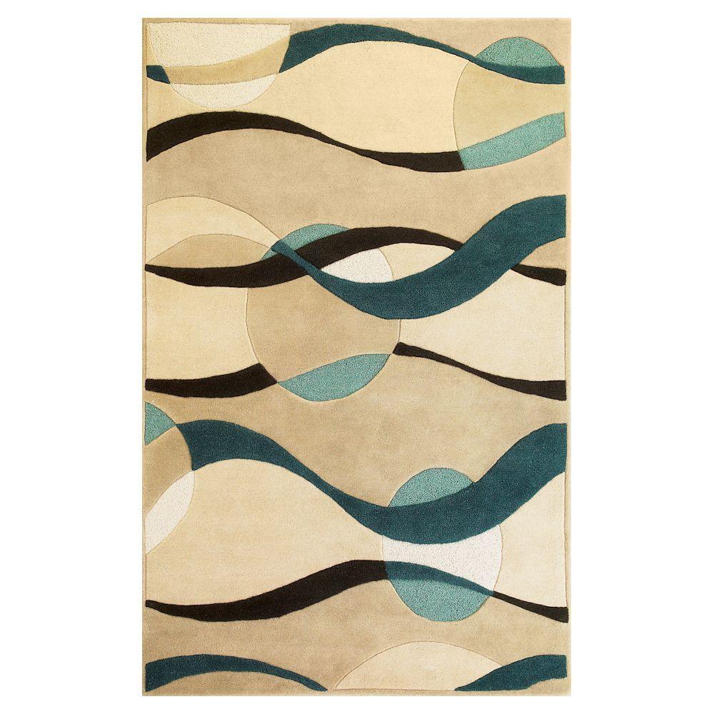 Kas Rugs Sphere Ivory/Blue 3 ft. 3 in. x 5 ft. 3 in. Area Rug