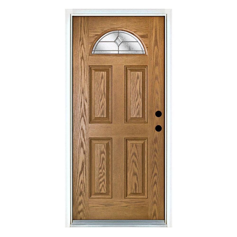 Mp Doors 37 38 In X 81 56 In Valentia Classic Fan Lite Light Oak Left Hand Inswing Stained