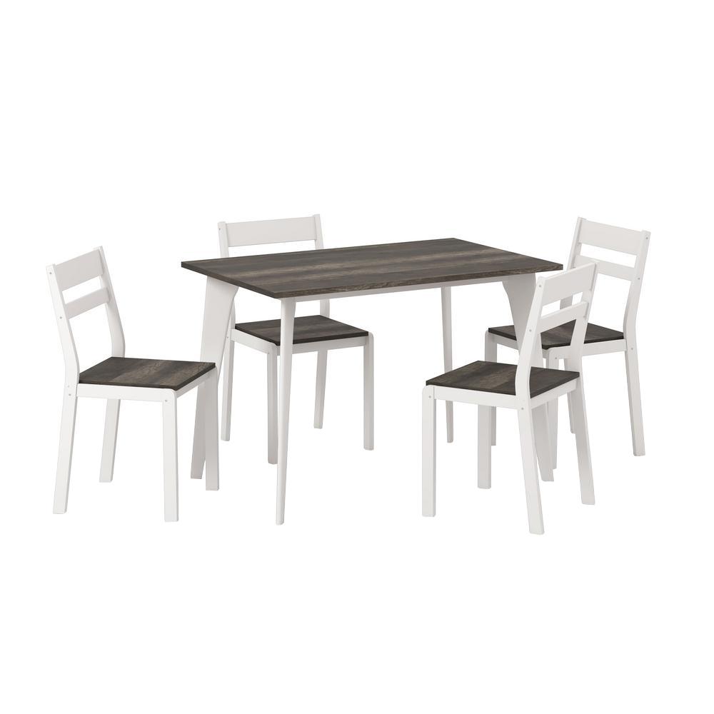 Furniture Of America Miley 5 Piece Gray, White Dining Room Table Set