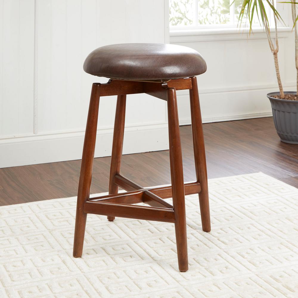 Silverwood Furniture Reimagined Dover 24 In Brown Upholstered Dover 24 In Brown Upholstered Saddle Bar Stool