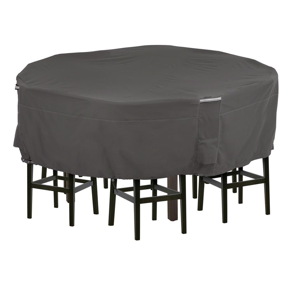 Classic Accessories Belltown Medium Sidewalk Grey Round Table And Patio Chair Set Cover 55 252 011001 00 The Home Depot