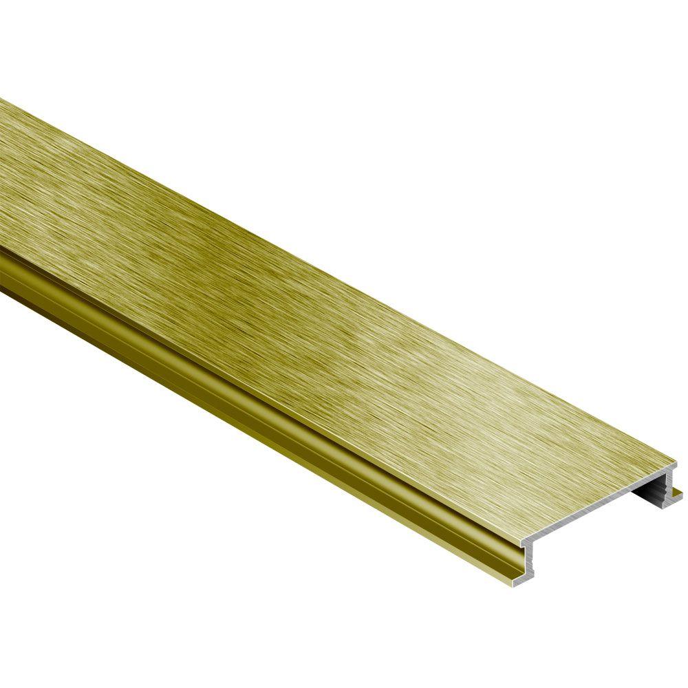 Schluter Rondec Brushed Brass Anodized Aluminum 14 In X 8 Ft 2 12 In Metal Bullnose Tile 4672