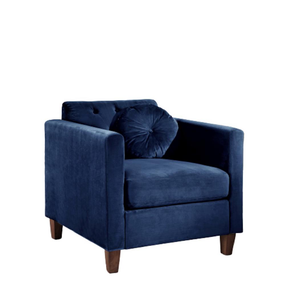 us pride furniture lory velvet kitts classic dark blue chesterfield  chairs5537c  the home depot