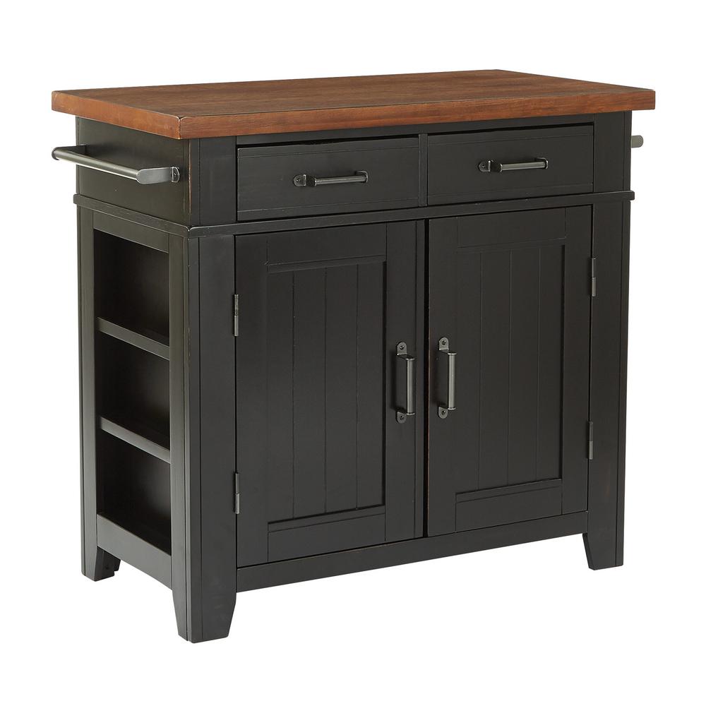 Inspired by Bassett Urban Farmhouse Kitchen Island Black Base with ...