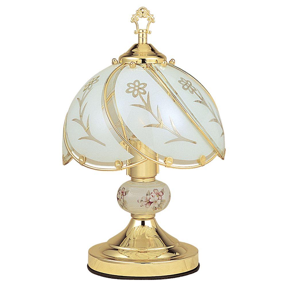 14.25 in. Floral Gold Touch Lamp