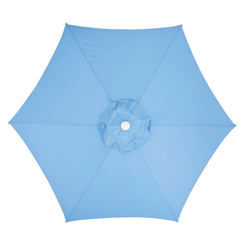 Hampton Bay 7.5 ft. Steel Market Patio Umbrella in Periwinkle Polyester ...