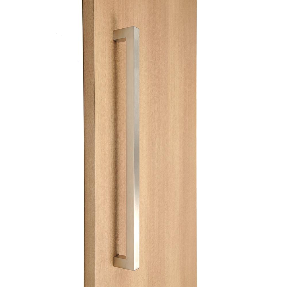 STRONGAR 12 in. Square Style 1 in. x 1 in. Brushed Satin Stainless Steel Door Pull Handleset ...