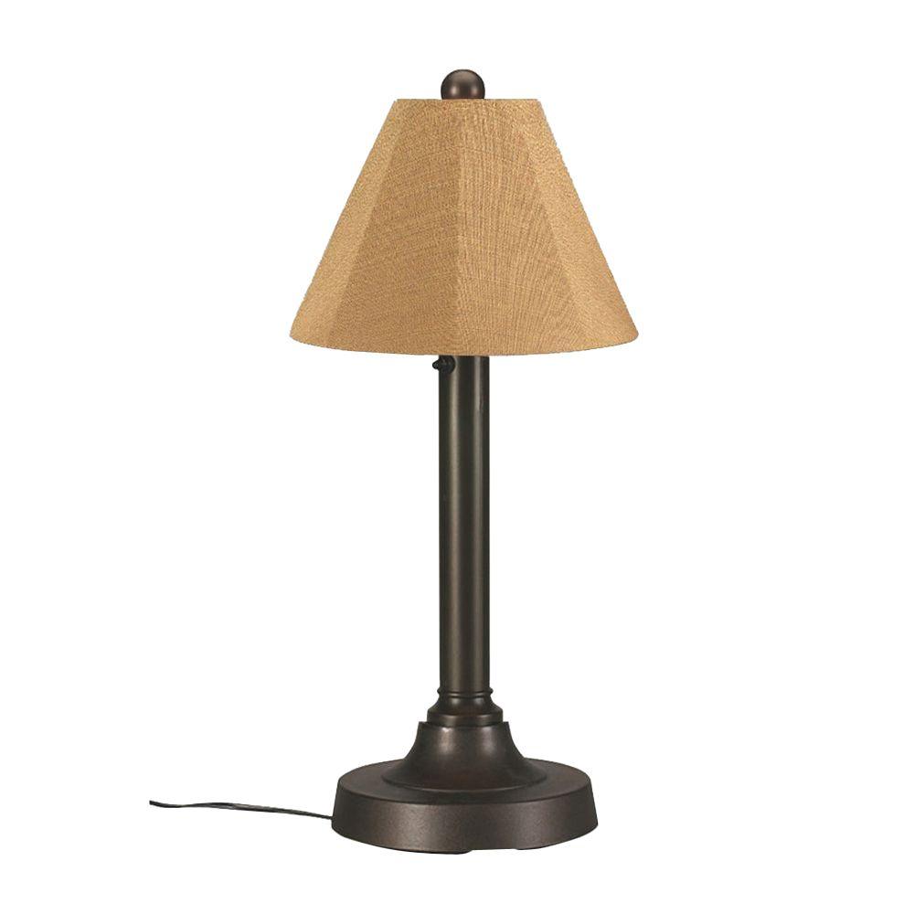 Waterproof Outdoor Lamps Lighting The Home Depot Bronze Outdoortable Lamp With Straw Linen Shade