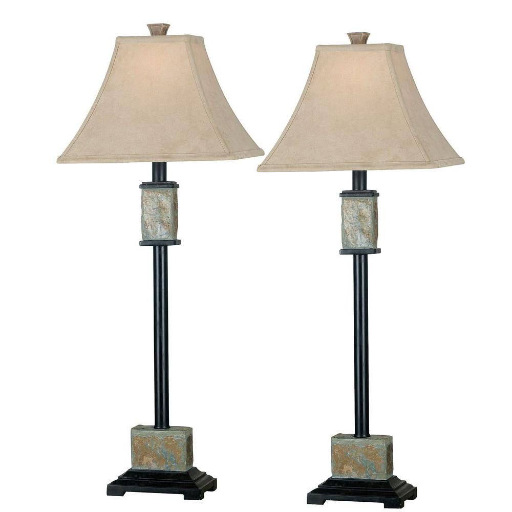 Kenroy Home Bennington 32 In Natural Slate Buffet Lamp Set 2 Pack Natural Slate Buffet Lamp Set 2 Pack