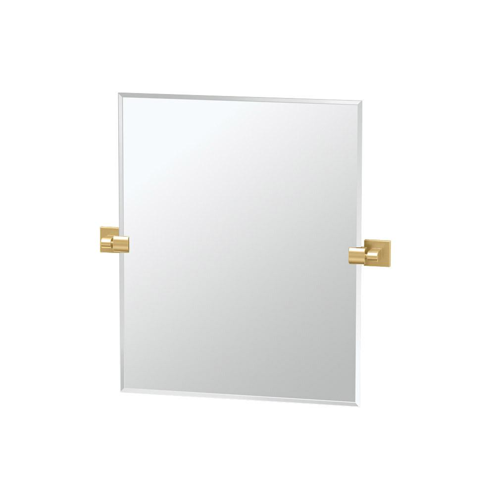 Gatco Elevate 24 In W X 24 In H Frameless Rectangular Beveled Edge Bathroom Vanity Mirror In Brushed Brass 4069sm The Home Depot