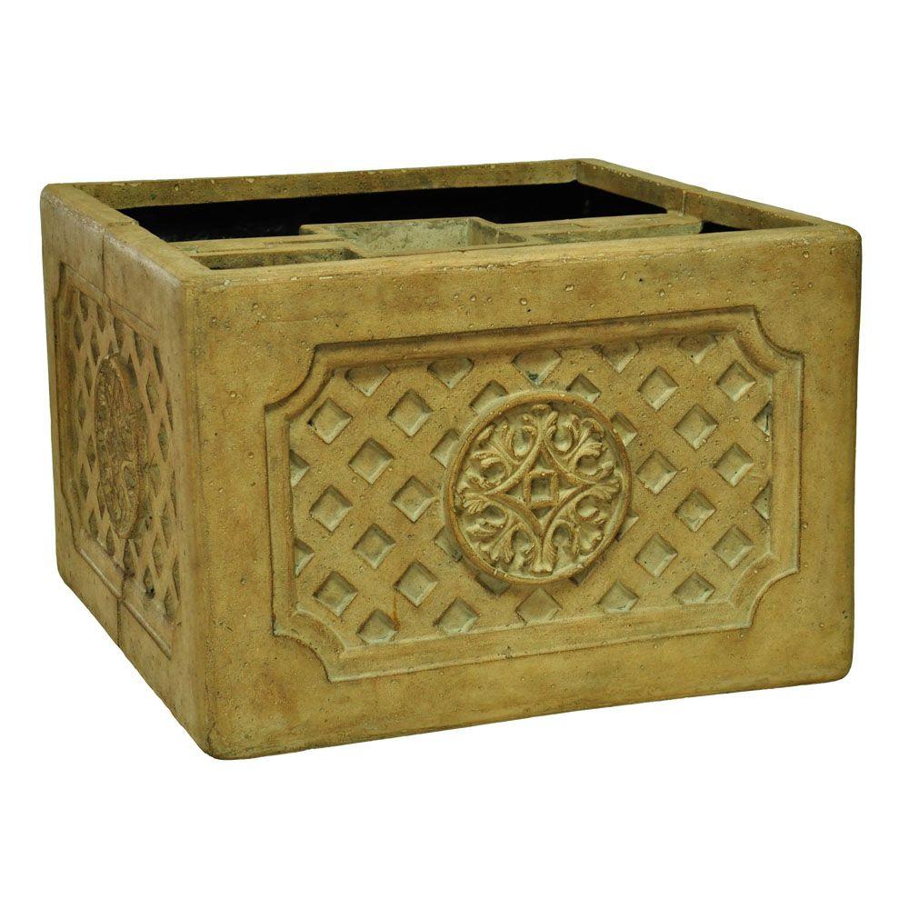 MPG 18 in. Square Aged Ivory Cast Stone Mailbox Planter-PF6123AI - The ...