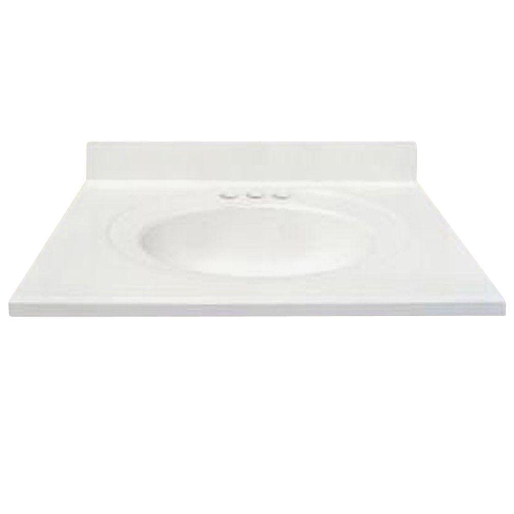 US Marble 49 In. Cultured Granite Vanity Top In White US Marble 49 In. Cultured Granite Vanity Top In White