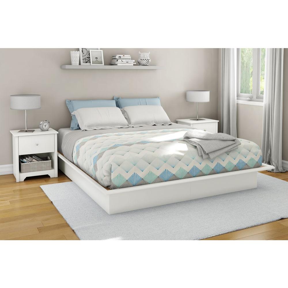 South Shore Step One Queen Size Platform Bed In Pure White 3050233