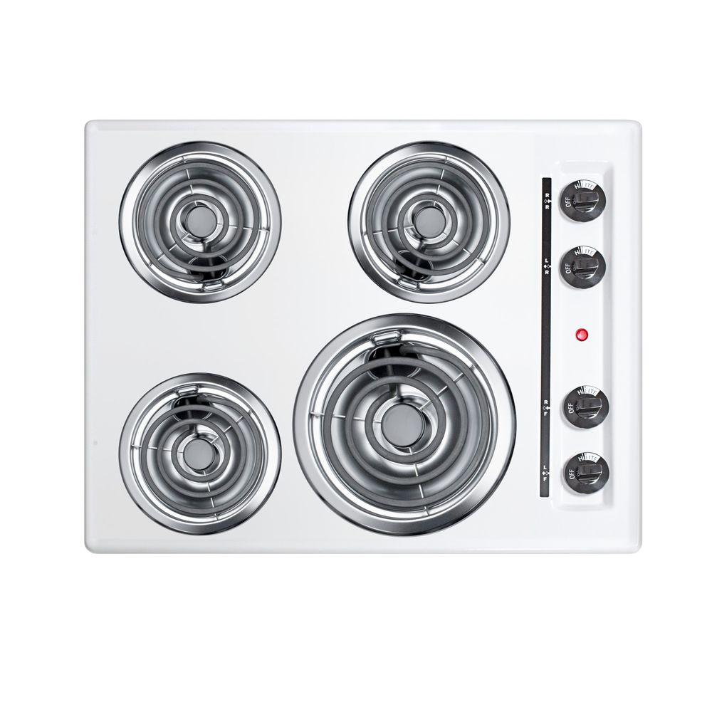 Summit Appliance 24 In Coil Electric Cooktop In White With 4