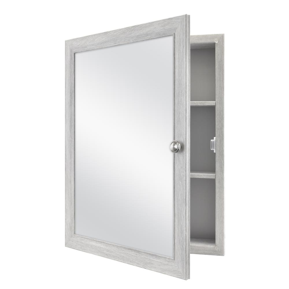 Glacier Bay 20 In X 26 In Recessed Or Surface Mount Framed Medicine Cabinet In Gray 83014 The Home Depot