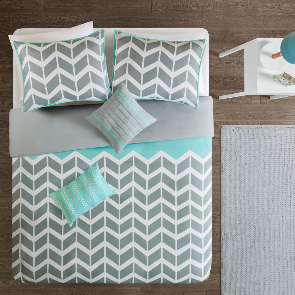 Intelligent Design Khloe 5 Piece Ivory Gold King California Laila 4 Piece Teal Twin Xl Geometric Duvet Cover Set