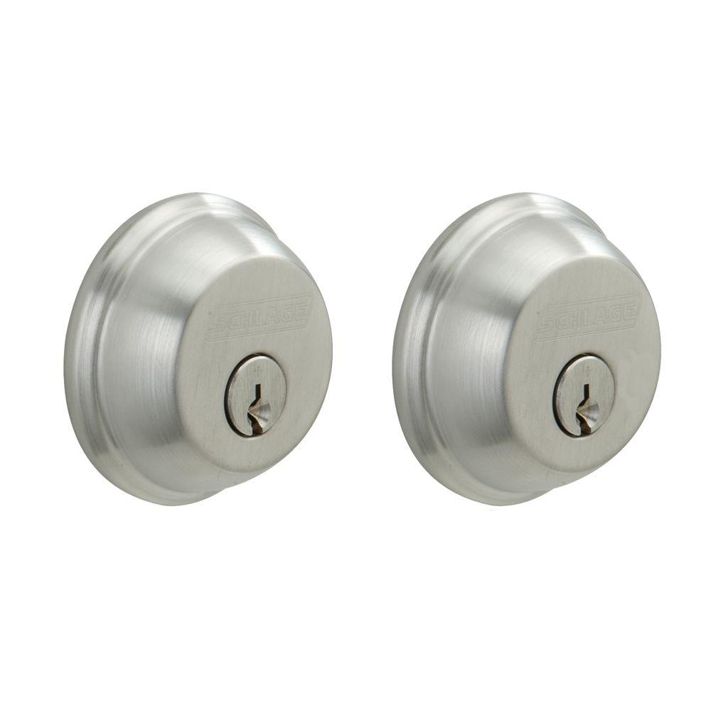 Schlage Satin Chrome Double Cylinder DeadboltB62N 626 The Home Depot