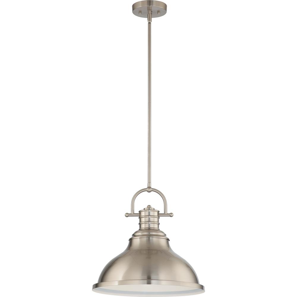 Volume Lighting 1Light Indoor Brushed Nickel Downrod Pendant with Bell