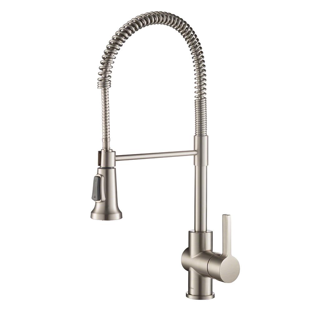 Kraus Britt Single Handle Commercial Kitchen Faucet With Dual Function Sprayhead In All Brite Spot Free Stainless Steel Finish Kpf 1690sfs The Home Depot
