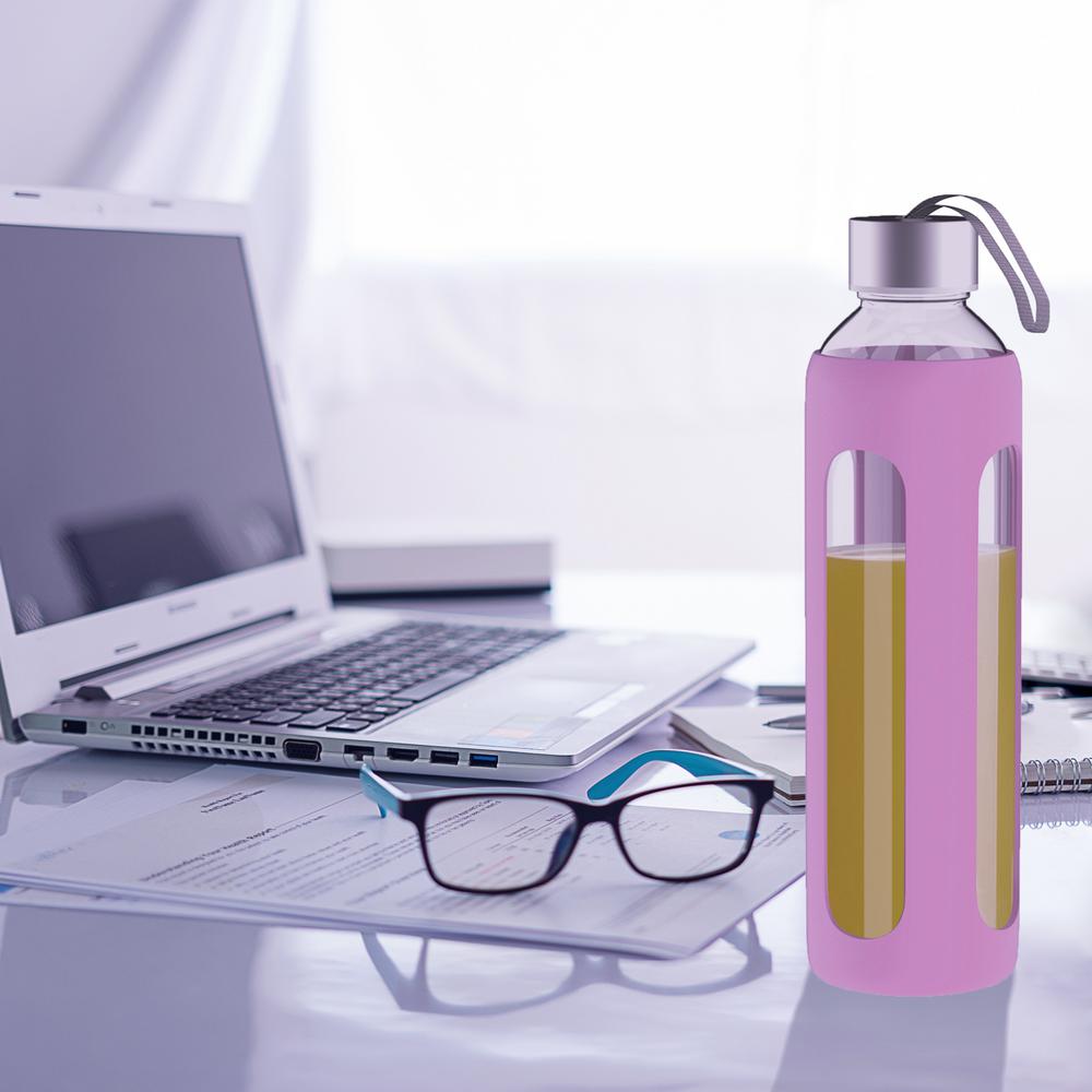 Trademark 20 oz. Pink BPA Free Glass Water BottleHW031063 The Home Depot