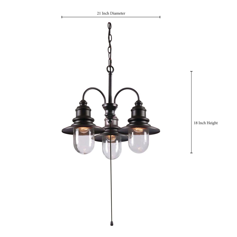 Broadcast 3 Light 21 In Oil Rubbed Bronze Chandelier 93033orb