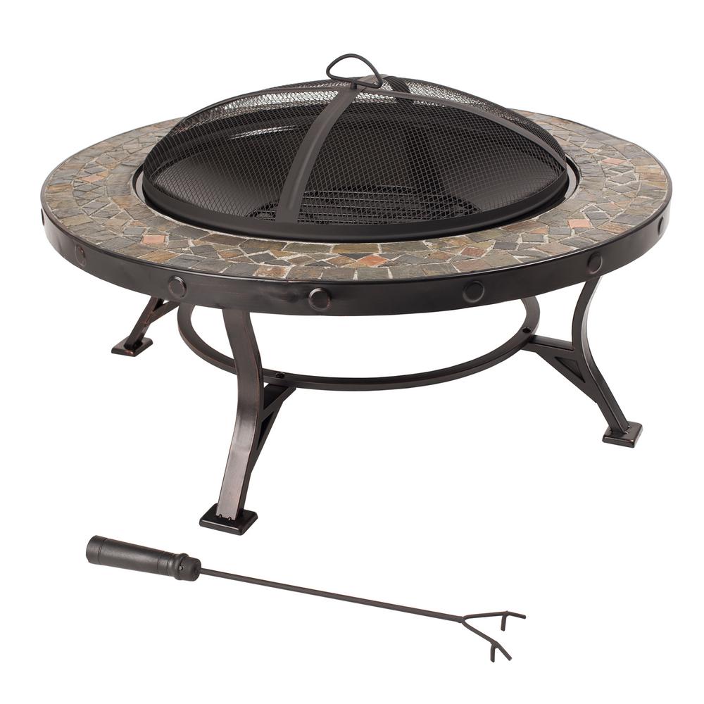 Pleasant Hearth Charlotte 34 In X 20 In Round Steel Wood Fire