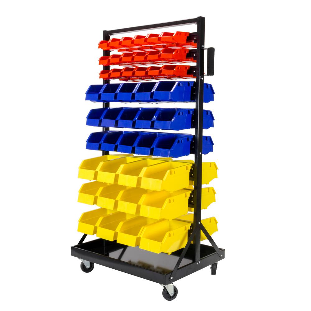 Tool Storage Bins The Home Depot W Storage Bins In Yellow Red And Blue 90 Piece 21 9 Row Rack Gloss Black Frame