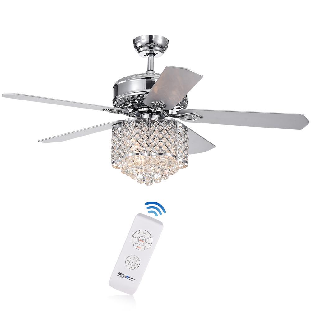 Chrome Ceiling Fans Lighting The Home Depot - 52 Fiscus Crystal Chandelier 5 Blade Ceiling Fan With Remote Chrome Ceiling Fans Lighting The Home Depot - 52 Fiscus Crystal Chandelier 5 Blade Ceiling Fan With Remote