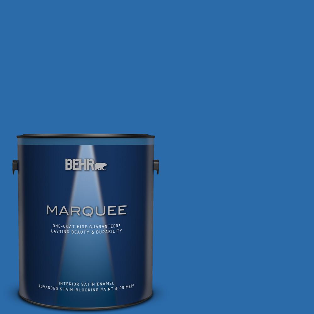 BEHR MARQUEE 1 gal. MQ424 Electric Blue OneCoat Hide Satin Enamel