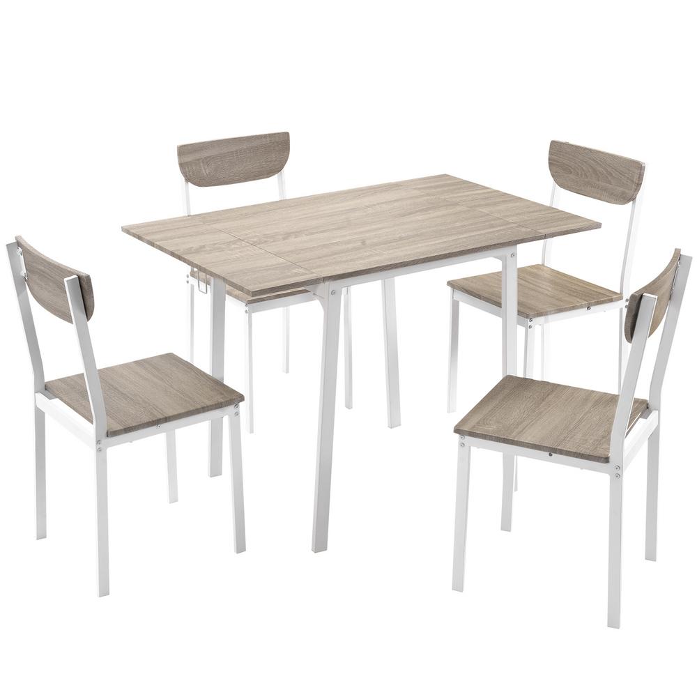 Harper Bright Designs Light Gray 5 Piece Modern Metal Dining Set 5 Piece Modern Metal Dining Set