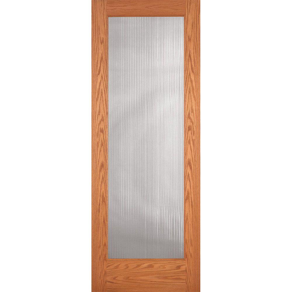 Feather River Doors 36 In X 80 In Reed Woodgrain 1 Lite Unfinished Oak Interior Door Slab