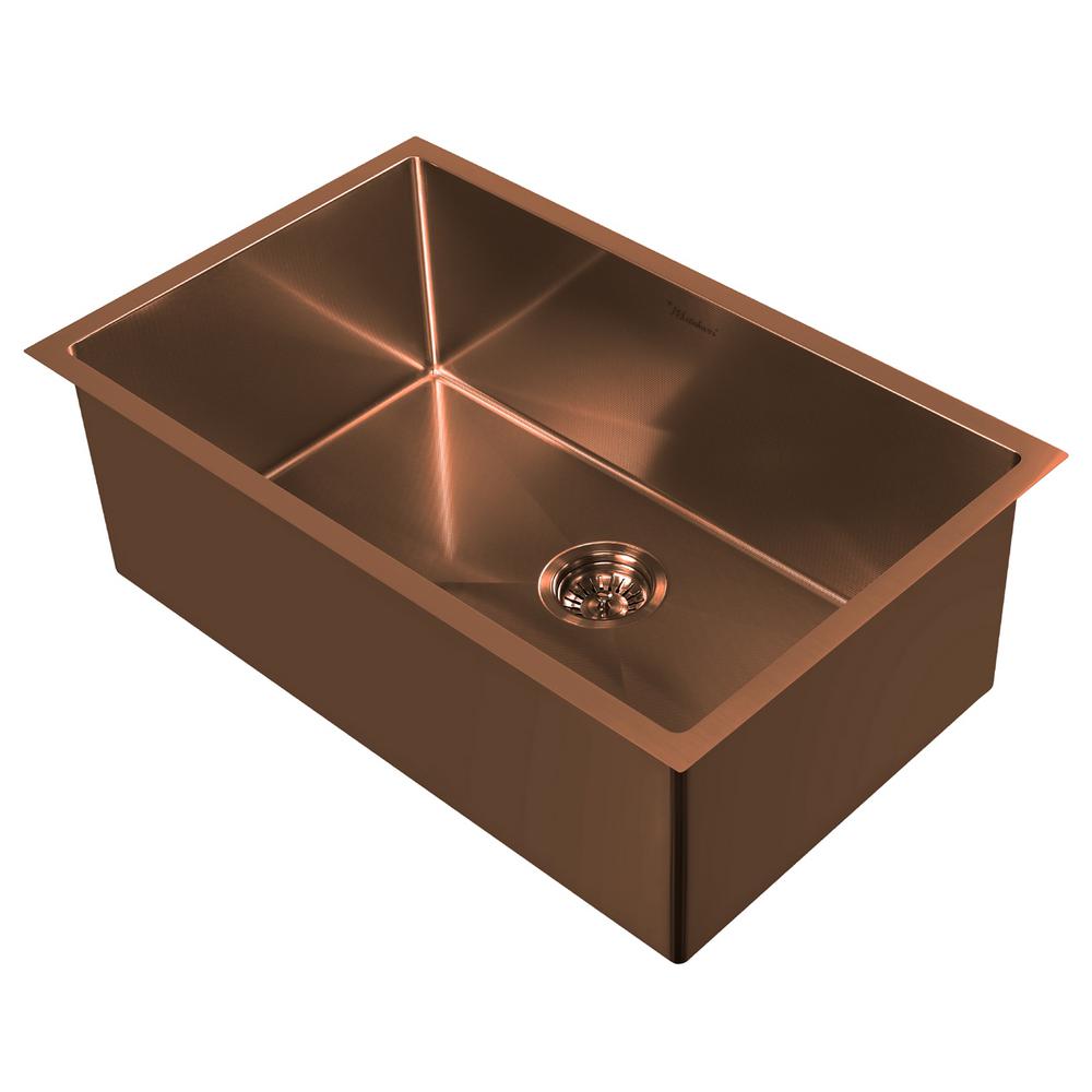 Drop in Kitchen Copper Sink Whitehaus Collection Noah Plus Dual Mount Stainless Steel 