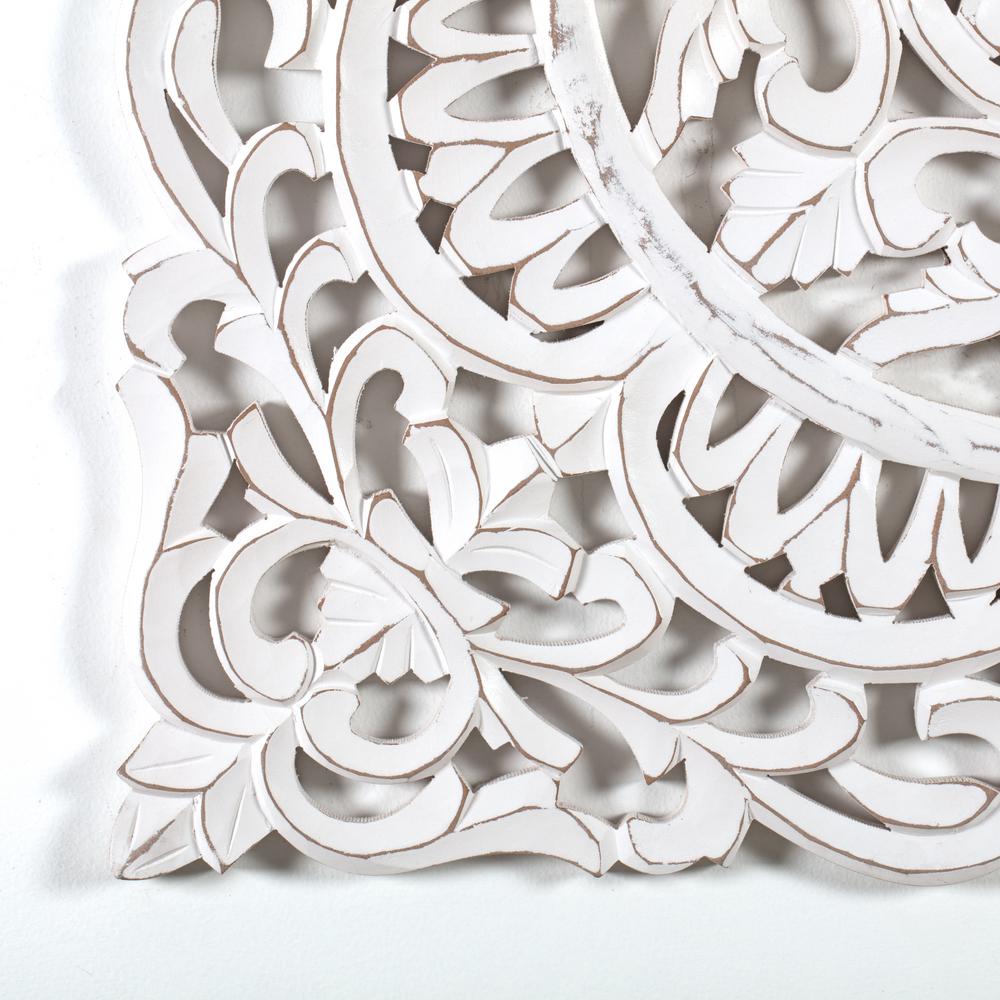 Madeleine Home Ancona 29 5 In X 29 5 In White Medallion By Madeleine Home Wooden Wall Art Sculptures Mh Md 13003wt The Home Depot