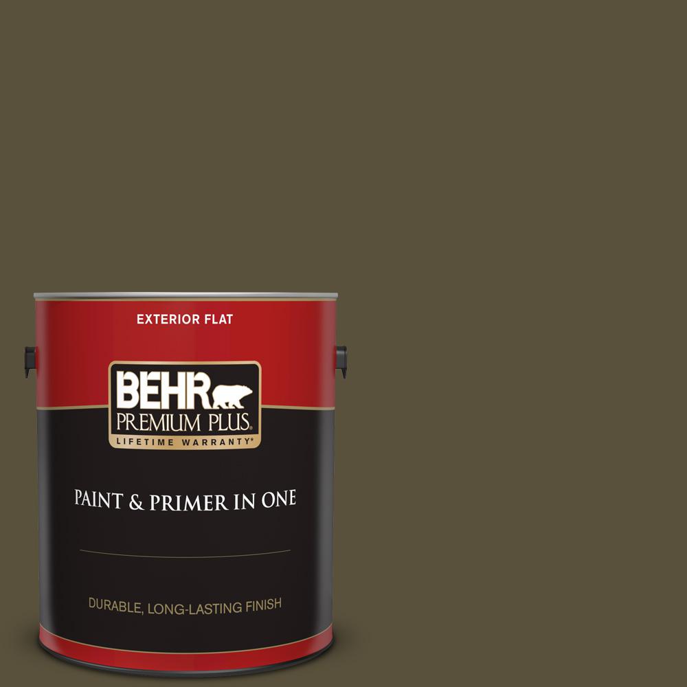 Behr Premium Plus 1 Gal S H 730 Eagle Rock Flat Exterior Paint And Primer In One