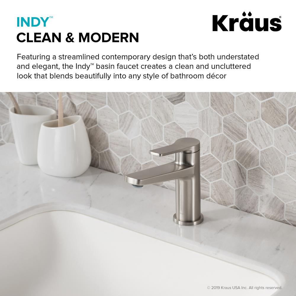 Kraus Single Hole Single Handle Basin Bathroom Faucet In Spot Free