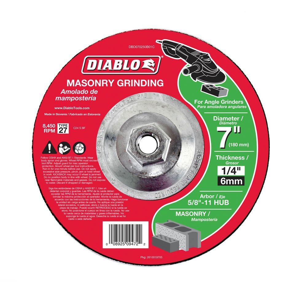 Diablo 7 in. x 1/4 in. x 5/8 in. 11 Arbor Masonry Grinding Disc with