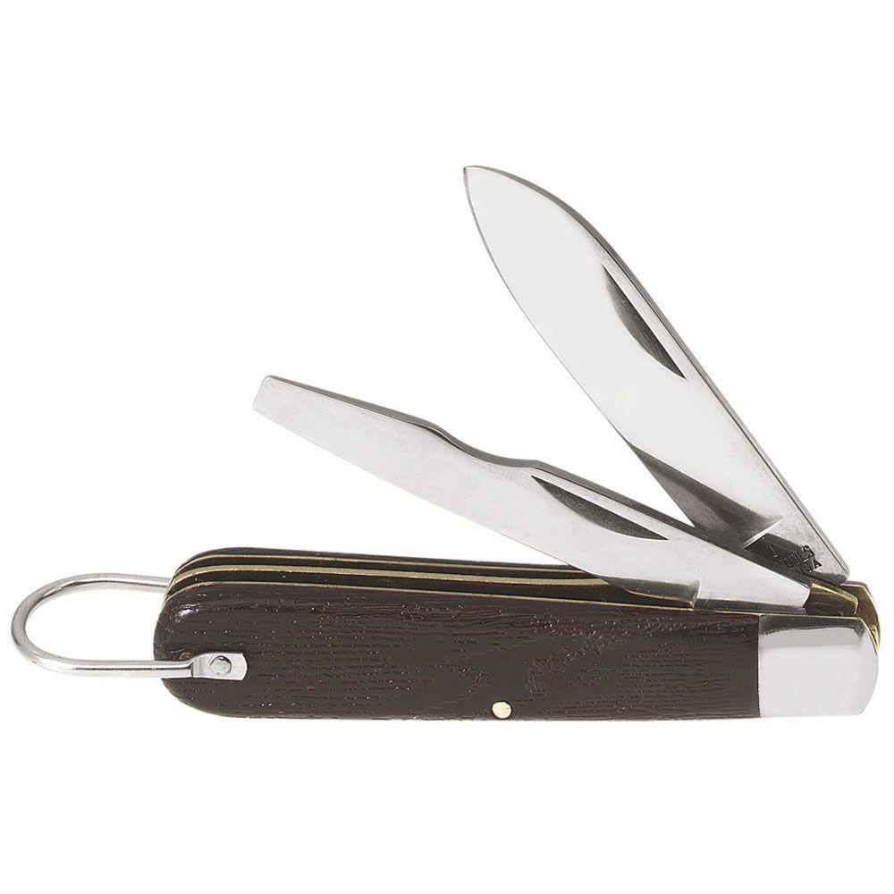 KLEIN TOOLS 1550-2 Pocket Knife, Spear, Plastic with Faux Wood Grain, 6-5/8" L.